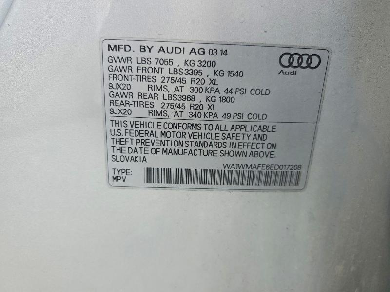 Aukcja sprzedaży 2014 Audi Q7, vin: WA1WMAFE6ED017208, numer aukcji: 50421196