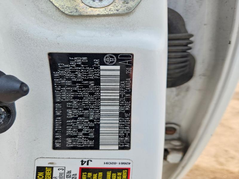 50642256 :رقم المزاد ، 2T1BU4EE0DC108493 vin ، 2013 Toyota Corolla مزاد بيع