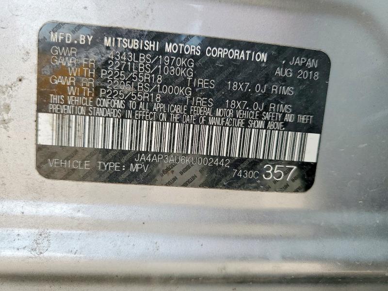 Продаж на аукціоні авто 2019 Mitsubishi Outlander Sport, vin: JA4AP3AU6KU002442, номер лоту: 50944066