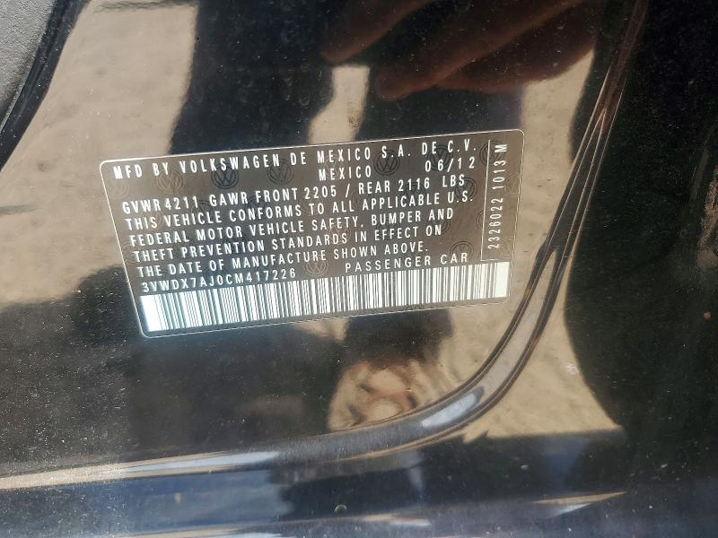 Продаж на аукціоні авто 2012 Volkswagen Jetta, vin: 3VWDX7AJ0CM417226, номер лоту: 49949576