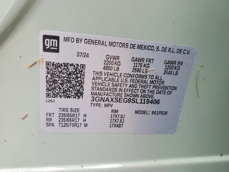 Продаж на аукціоні авто 2025 Chevrolet Equinox, vin: 3GNAXSEG9SL119406, номер лоту: 49046726