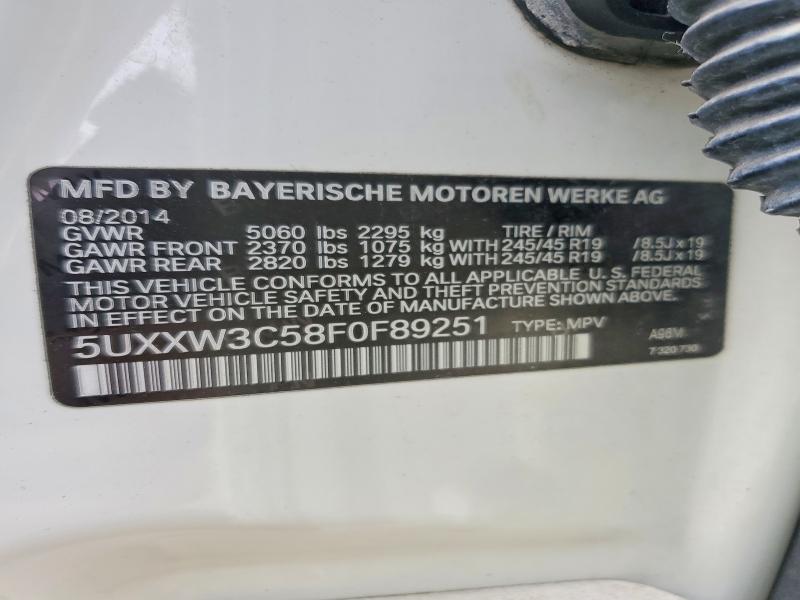 48862216 :رقم المزاد ، 5UXXW3C58F0F89251 vin ، 2015 Bmw X4 مزاد بيع
