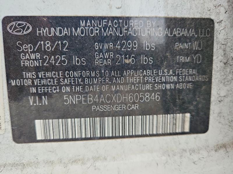 Продаж на аукціоні авто 2013 Hyundai Sonata, vin: 5NPEB4ACXDH605846, номер лоту: 50230246
