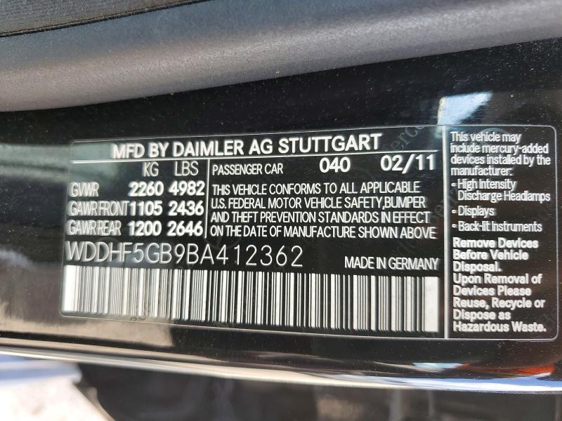 Aukcja sprzedaży 2011 Mercedes-benz E, vin: WDDHF5GB9BA412362, numer aukcji: 50094406