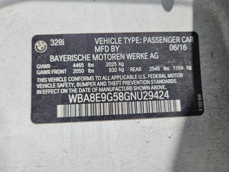 Продажа на аукционе авто 2016 Bmw 328, vin: WBA8E9G58GNU29424, номер лота: 51181436