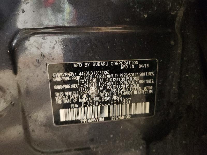 48998086 :رقم المزاد ، JF2SJAGC0JH577837 vin ، 2018 Subaru Forester مزاد بيع
