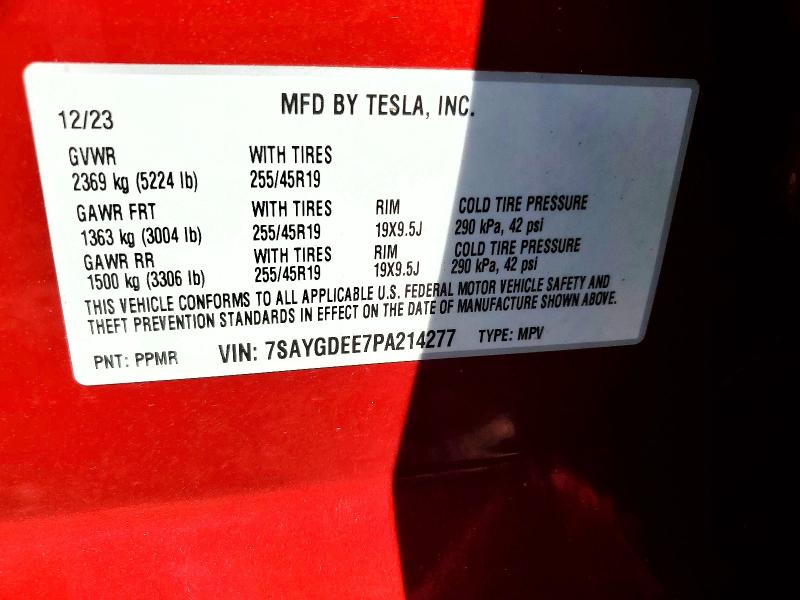 Aukcja sprzedaży 2023 Tesla Model Y, vin: 7SAYGDEE7PA214277, numer aukcji: 51121696