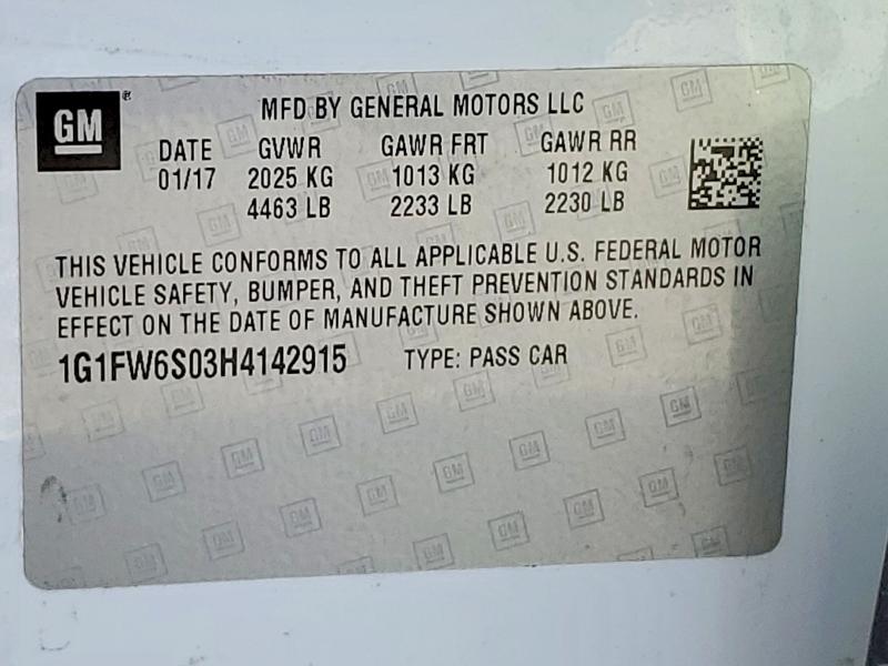 Aukcja sprzedaży 2017 Chevrolet Bolt Ev, vin: 1G1FW6S03H4142915, numer aukcji: 51903856