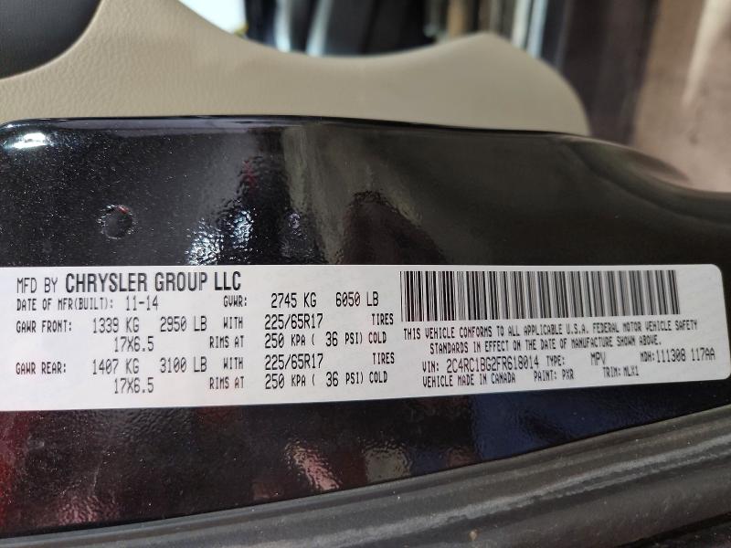 2015 Chrysler Town & Country მანქანა იყიდება აუქციონზე, vin: 2C4RC1BG2FR618014, აუქციონის ნომერი: 48577276