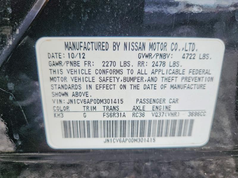 50184226 :رقم المزاد ، JN1CV6AP0DM301415 vin ، 2013 Infiniti G37 Sedan مزاد بيع