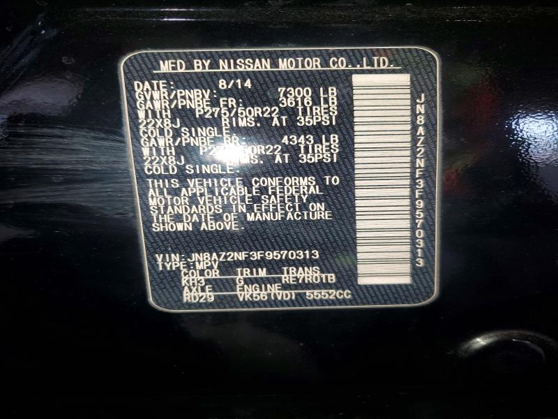 Aukcja sprzedaży 2015 Infiniti Qx80, vin: JN8AZ2NF3F9570313, numer aukcji: 51525286