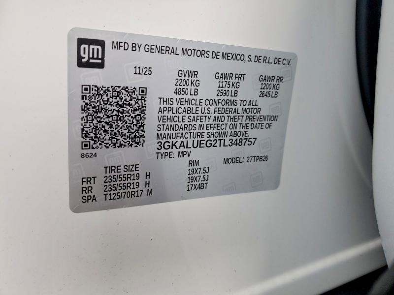 2026 Gmc Terrain მანქანა იყიდება აუქციონზე, vin: 3GKALUEG2TL348757, აუქციონის ნომერი: 50565296