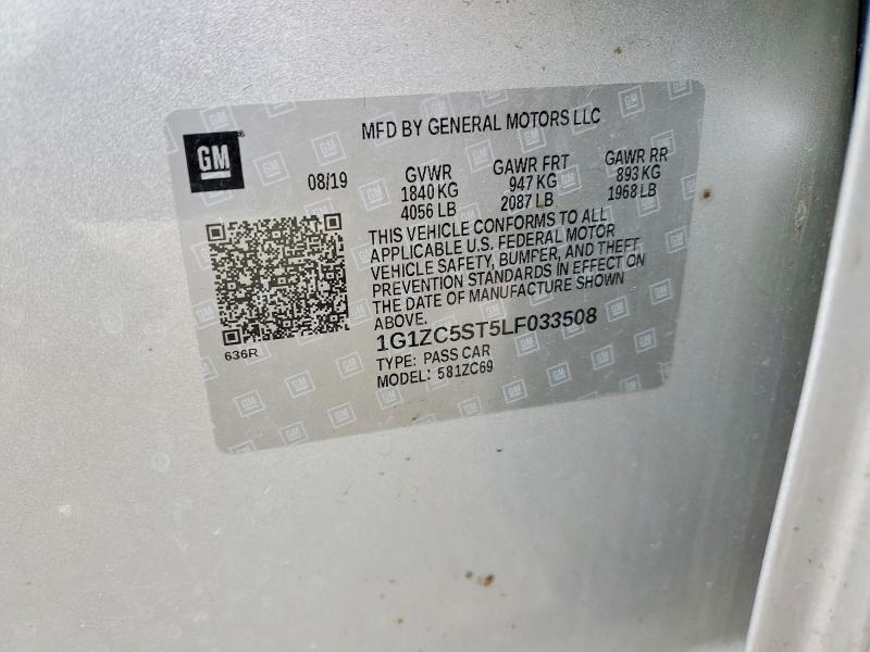 50155896 :رقم المزاد ، 1G1ZC5ST5LF033508 vin ، 2020 Chevrolet Malibu مزاد بيع