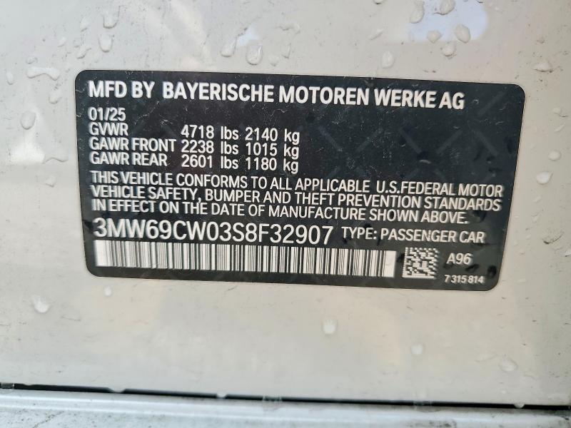 51040996 :رقم المزاد ، 3MW69CW03S8F32907 vin ، 2025 Bmw 330i مزاد بيع