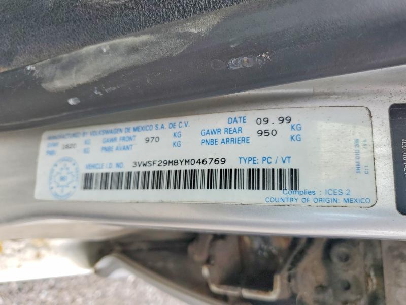 Продажа на аукционе авто 2000 Volkswagen Jetta, vin: 3VWSF29M8YM046769, номер лота: 50750656