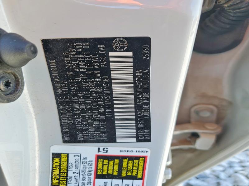 2023 Toyota Camry მანქანა იყიდება აუქციონზე, vin: 4T1C11AK5PU115160, აუქციონის ნომერი: 51454896