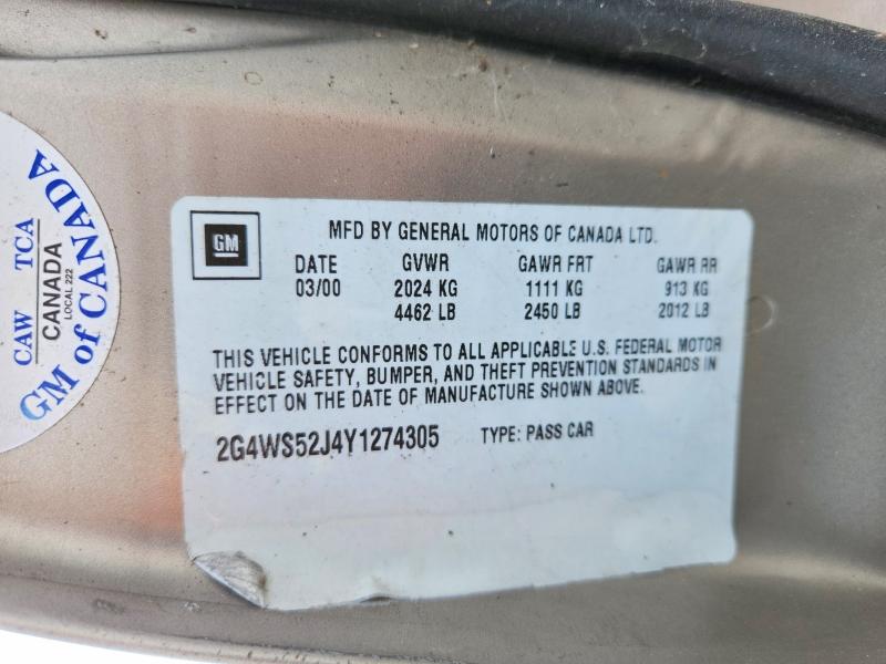 48702256 :رقم المزاد ، 2G4WS52J4Y1274305 vin ، 2000 Buick Century مزاد بيع