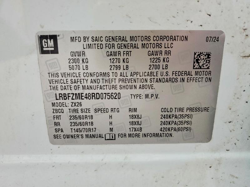 Aukcja sprzedaży 2024 Buick Envision, vin: LRBFZME48RD075620, numer aukcji: 48952496