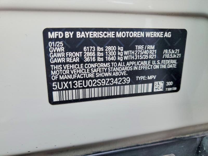 2025 Bmw X5 მანქანა იყიდება აუქციონზე, vin: 5UX13EU02S9Z34239, აუქციონის ნომერი: 48199096