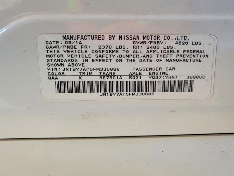 49146606 :رقم المزاد ، JN1BV7AP5FM330686 vin ، 2015 Infiniti Q50 مزاد بيع