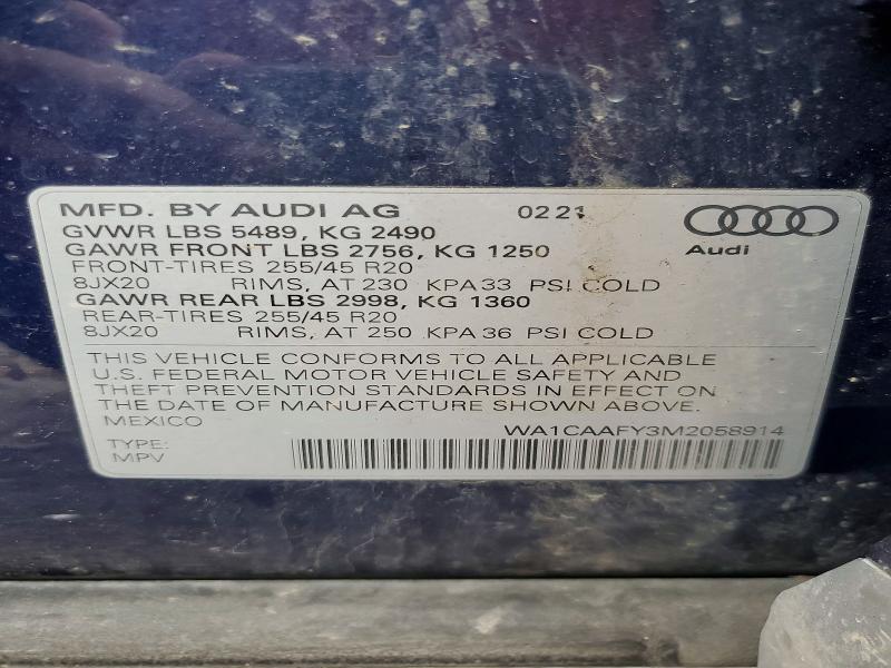 Продажа на аукционе авто 2021 Audi Q5, vin: WA1CAAFY3M2058914, номер лота: 48713966