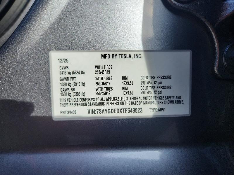 Aukcja sprzedaży 2026 Tesla Model Y, vin: 7SAYGDEDXTF549523, numer aukcji: 48536986