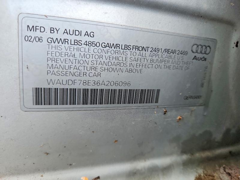 Продаж на аукціоні авто 2006 Audi A4, vin: WAUDF78E36A206096, номер лоту: 49476136