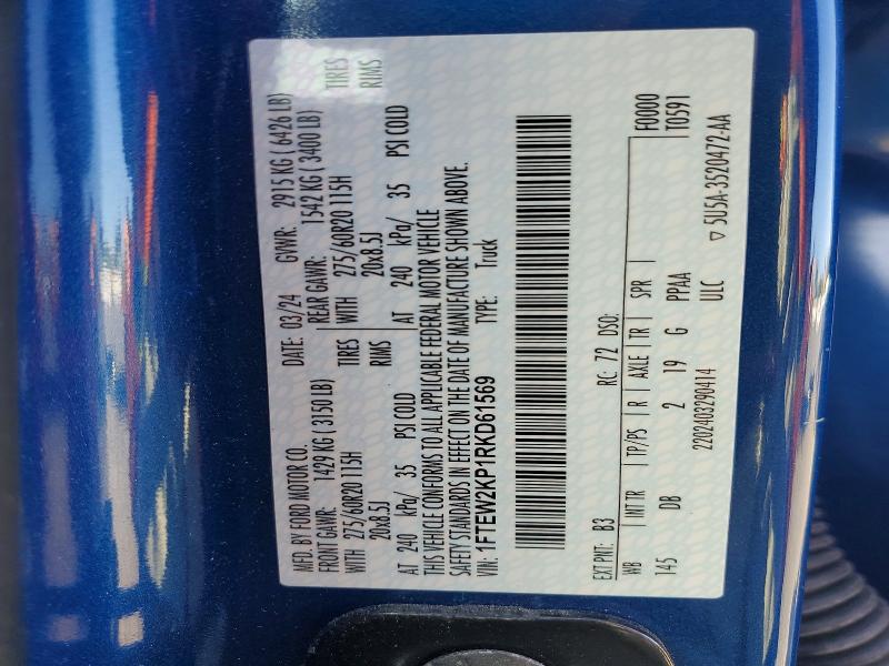 Aukcja sprzedaży 2024 Ford F150, vin: 1FTEW2KP1RKD61569, numer aukcji: 50368216
