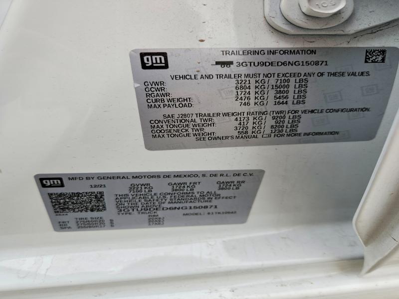 Продаж на аукціоні авто 2022 Gmc Sierra Limited, vin: 3GTU9DED6NG150871, номер лоту: 50819776