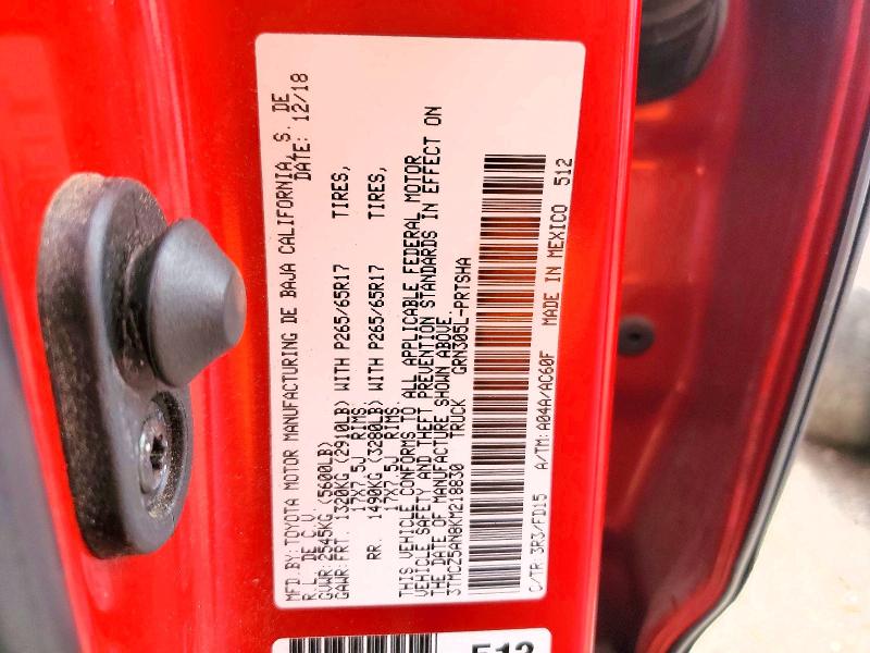 48517936 :رقم المزاد ، 3TMCZ5AN8KM218830 vin ، 2019 Toyota Tacoma مزاد بيع
