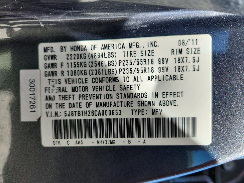 Aukcja sprzedaży 2012 Acura Rdx, vin: 5J8TB1H26CA000653, numer aukcji: 48968136