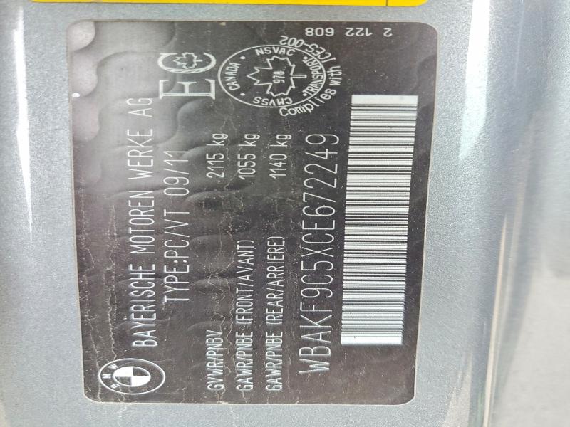 51442886 :رقم المزاد ، WBAKF9C5XCE672249 vin ، 2012 Bmw 335 مزاد بيع