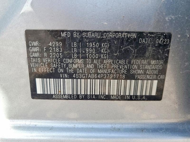 2023 Subaru Impreza მანქანა იყიდება აუქციონზე, vin: 4S3GTAB64P3721718, აუქციონის ნომერი: 50799256