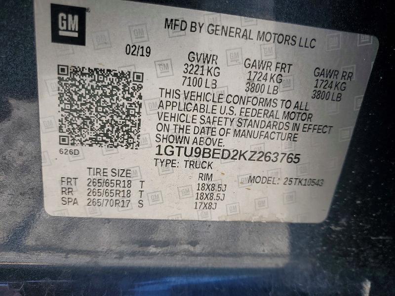 Продаж на аукціоні авто 2019 Gmc Sierra, vin: 1GTU9BED2KZ263765, номер лоту: 49187046