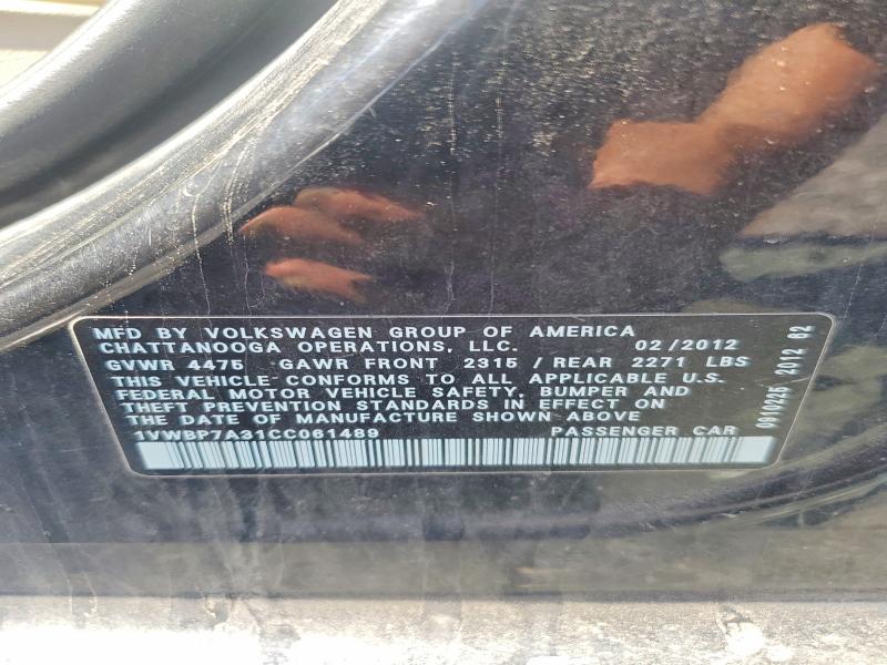 Aukcja sprzedaży 2012 Volkswagen Passat, vin: 1VWBP7A31CC061489, numer aukcji: 50965556