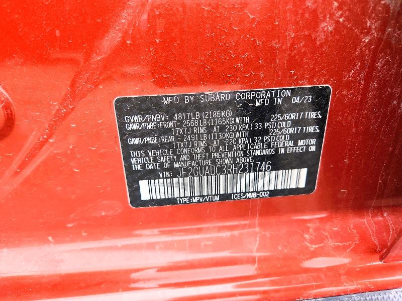 Aukcja sprzedaży 2024 Subaru Crosstrek, vin: JF2GUADC3RH231746, numer aukcji: 49554866
