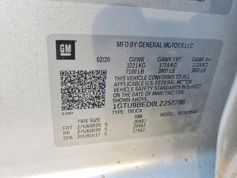 50768346 :رقم المزاد ، 1GTU9BED0LZ257786 vin ، 2020 Gmc Sierra مزاد بيع