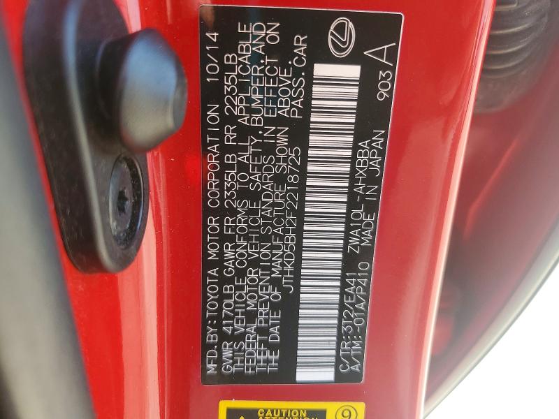 Продаж на аукціоні авто 2015 Lexus Ct, vin: JTHKD5BH2F2218725, номер лоту: 50266506