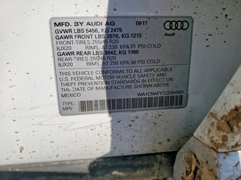 Aukcja sprzedaży 2018 Audi Q5, vin: WA1CNAFY7J2054591, numer aukcji: 49195146