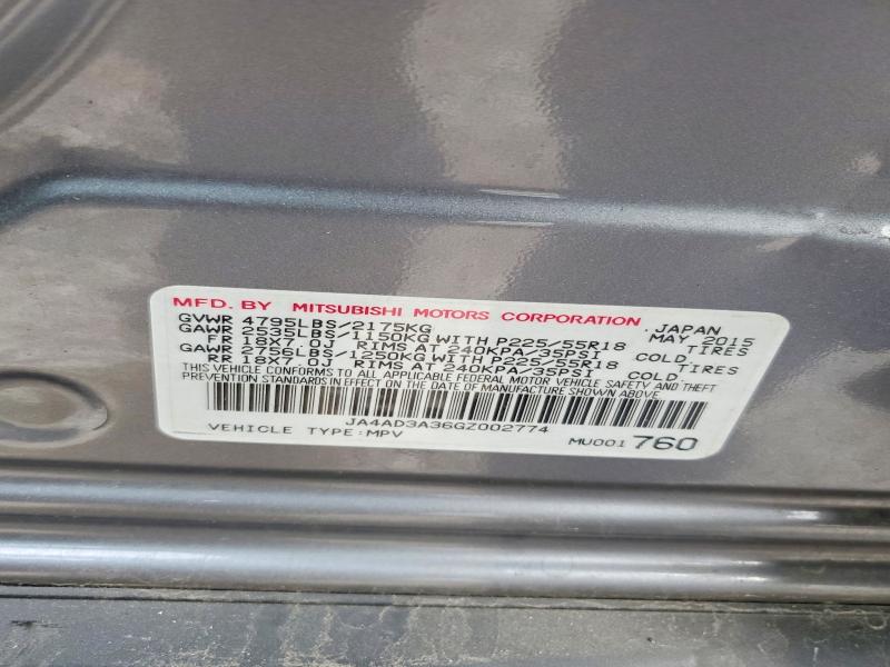 Продаж на аукціоні авто 2016 Mitsubishi Outlander, vin: JA4AD3A36GZ002774, номер лоту: 50410576