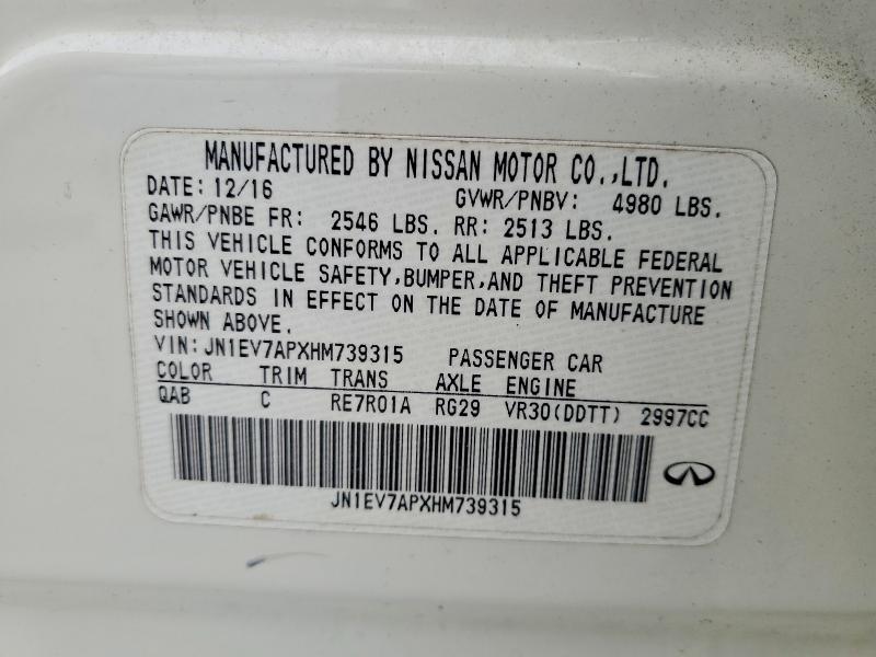 48274646 :رقم المزاد ، JN1EV7APXHM739315 vin ، 2017 Infiniti Q50 مزاد بيع