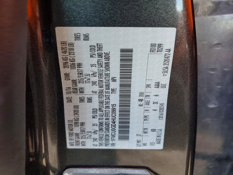 2017 Ford Escape მანქანა იყიდება აუქციონზე, vin: 1FMCU0GD4HUC09915, აუქციონის ნომერი: 48322506