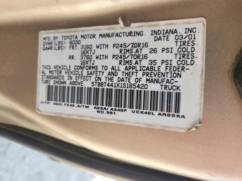 Продаж на аукціоні авто 2001 Toyota Tundra, vin: 5TBBT441X1S185420, номер лоту: 49273266