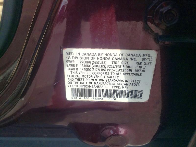 2010 Acura Mdx მანქანა იყიდება აუქციონზე, vin: 2HNYD2H46AH532113, აუქციონის ნომერი: 49020496