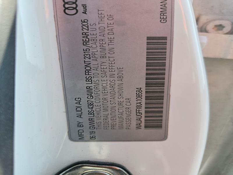 Aukcja sprzedaży 2019 Audi A3, vin: WAUAUGFFXKA108584, numer aukcji: 51042356