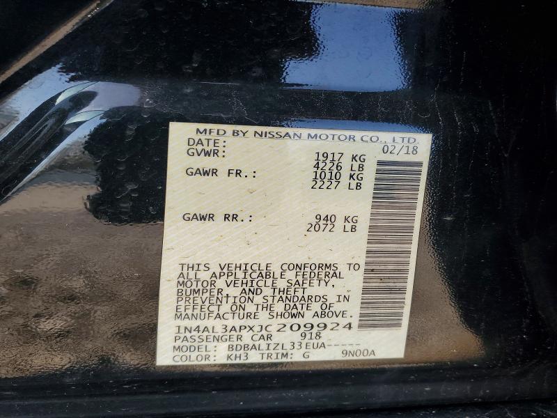 Продаж на аукціоні авто 2018 Nissan Altima, vin: 1N4AL3APXJC209924, номер лоту: 51060946