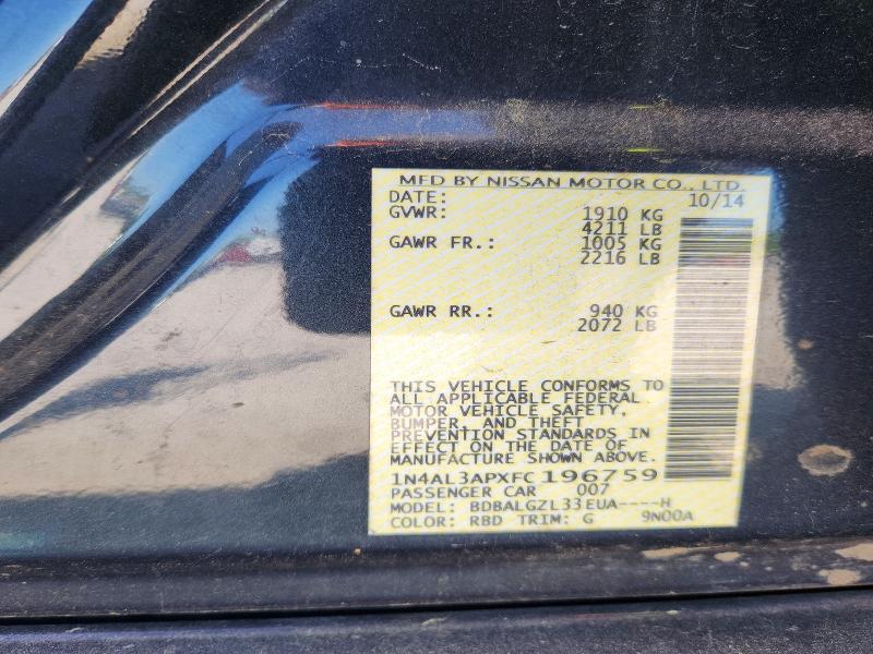 Aukcja sprzedaży 2015 Nissan Altima, vin: 1N4AL3APXFC196759, numer aukcji: 49064496