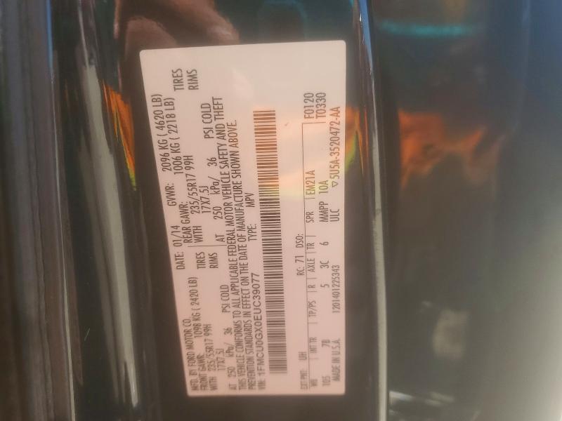 48944946 :رقم المزاد ، 1FMCU0GX0EUC39077 vin ، 2014 Ford Escape مزاد بيع
