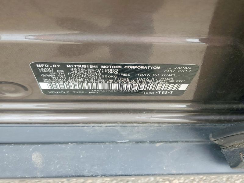 Продаж на аукціоні авто 2017 Mitsubishi Outlander, vin: JA4AZ3A30HZ049351, номер лоту: 48824456