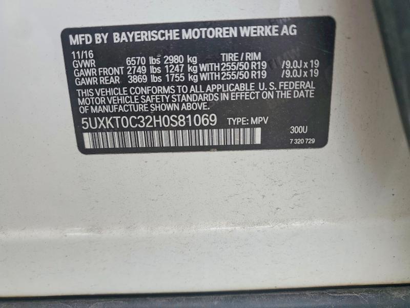51557296 :رقم المزاد ، 5UXKT0C32H0S81069 vin ، 2017 Bmw X5 مزاد بيع